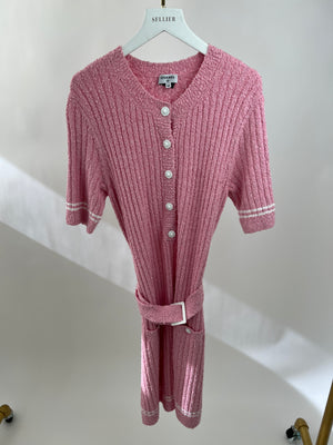 Chanel SS 2022 Pink Knitted Dress with Belt FR 38 (UK 10)