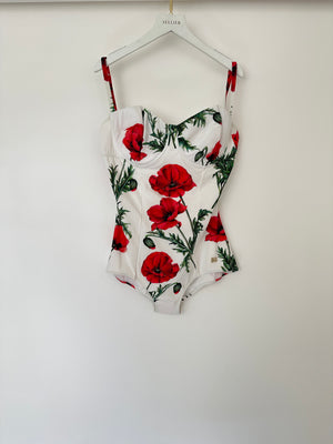 Dolce & Gabbana Red Floral Print Swimsuit Size IT 5 (UK XXL) RRP £795