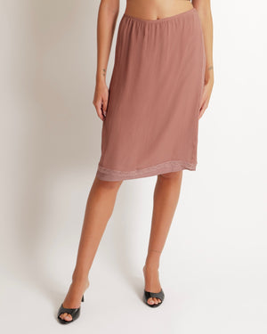 Gucci Pink Silk Skirt with Lace Trim Detailing Size XL (UK 14)