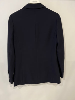 Chanel Vintage Navy Jacket with Black and Gold CC Buttons and Pocket Detail Size FR 38/40 (UK 10/12)
