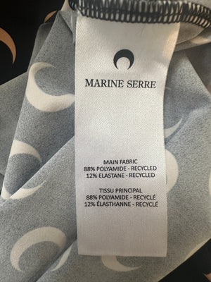 Marine Serre Black and Beige Moon Print Jersey Long Sleeve Top Size S (UK 8)