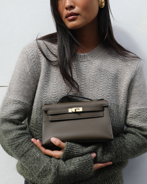 *NEW COLOUR* Hermès Mini Kelly Pochette Bag in Vert Loden Swift Leather and Permabrass Hardware