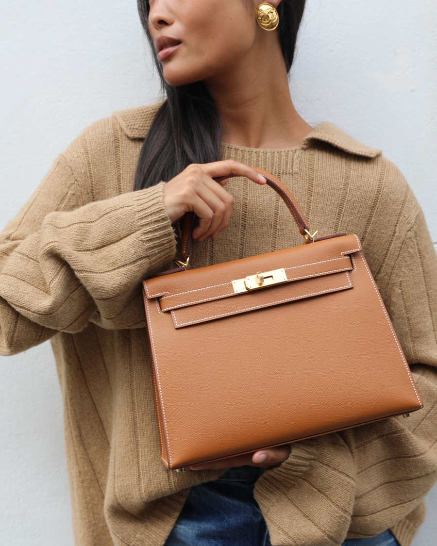 Hermès Kelly 28 Sellier Bag in Gold Epsom Leather with Gold Hardware