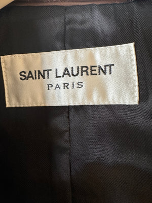 Saint Laurent Chocolate Brown Leather Maxi 'Brun Chene' Belted Trench Coat UK 10