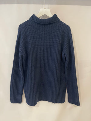 Loro Piana Navy Baby Cashmere Knit High-Neck Jumper Size IT 42 (UK 10)