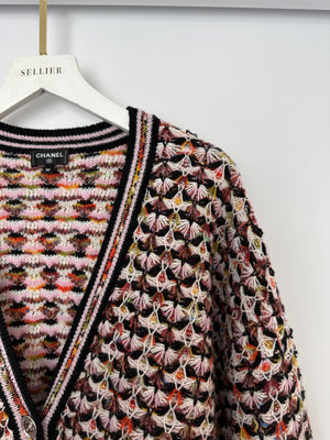 Chanel Muli-Colour Long Sleeve Cashmere Blend Knit Cardigan with Silver CC Logo Buttons Size FR 36 (UK 8)