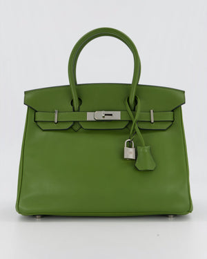 Hermès Vert Pelouse Birkin 30 Retourne Bag in Swift Leather with Palladium Hardware