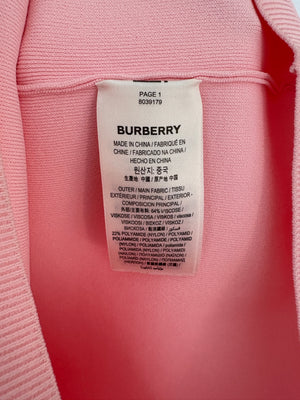 Burberry Pink Long-Sleeved Stretchy Mini Dress  With Embroidered Logo Detail Size S (UK 8)