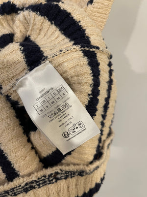 Christian Dior Cream and Navy Striped Knitted Cardigan and Top Set Size FR 36 (UK 8) RRP £2,100