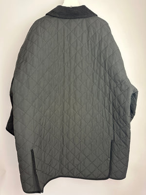 Totême Black Barn Quilted Oversized Jacket with Corduroy Collar and Trim Details Size L