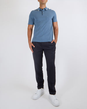 Hermès Menswear Blue Polo T-Shirt with Logo Detailing Size M (UK 40)