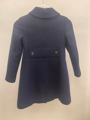 Dolce & Gabbana Kids Navy Wool Coat with Logo Buttons and Pockets Size 8 years
