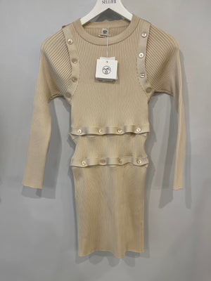 Hermès Cream Robe Modulable Dress with Button Details Size FR 38 (UK 10) RRP £4,000