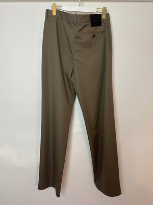 Loewe Khaki Wool Tapered Trousers with Back Pocket Size FR 42 (UK 14)