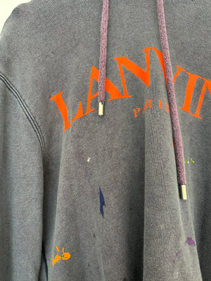 Lanvin X Gallery Dept Blue Washed Logo Hoodie with Paint Detail Size Small (UK 8)