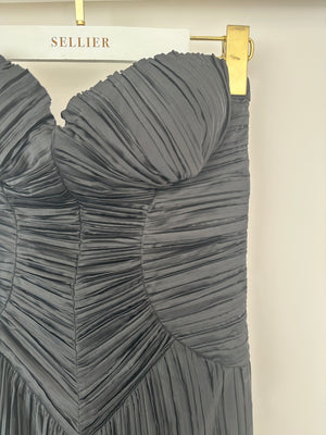 Cult Gaia Black Plissé Strapless Midi Dress Size US 4 (UK 8)