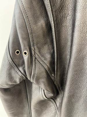 Balenciaga Black Leather Biker Jacket with Logo and Buckle Details Size IT 46 (UK 14) RRP £5,000