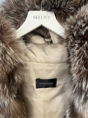 Erreemme Grey Silver Fox Fur Sleeveless Hooded Jacket One Size