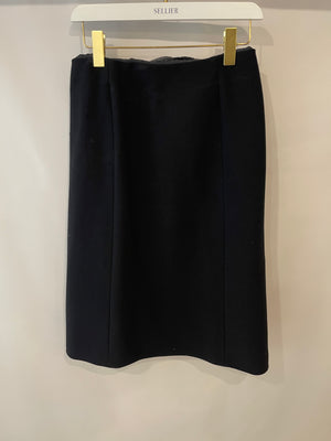 Prada Black Wool Tailored Midi Skirt Size IT 42 (UK 10)