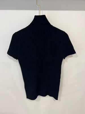 Valentino Black Knit Short-Sleeve Top with VLTN Logo Detail Size S (UK 8) RRP £700