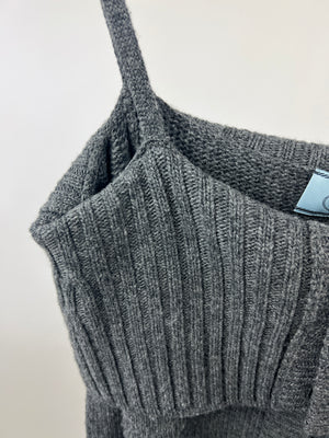 Prada Grey Off-Shoulder Wool Cardigan IT 38 (UK 6)