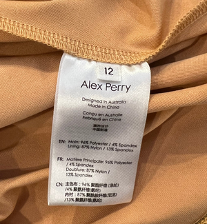Alex Perry Metallic Gold Strapless Logan Ruched Mini Dress Size UK 12 RRP £1,075