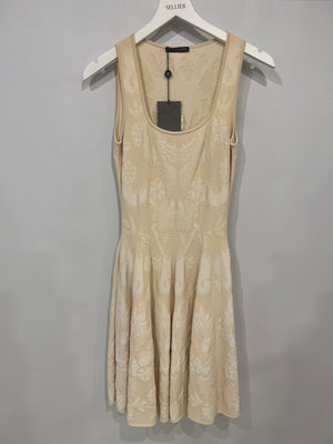 Alexander McQueen Cream Floral Embroidered Sleeveless Mini Dress Size S (UK 8)