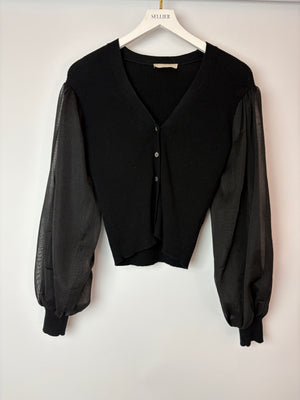 Ulla Johnson Black Knitted Cardigan with Ballooned Sleeve Size UK 8