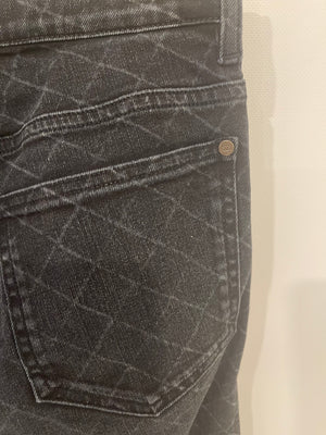 Chanel Dark Grey Quilted Skinny Jeans with Zip CC Logo Details Size FR 36 (UK 8)