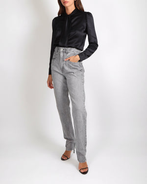 Saint Laurent Black Silk Shirt with Tie Knot Detail Size FR 38 (UK 10)