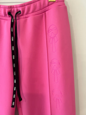 Fendi Pink Jacket and Sweatpants Sports Set with Embroidered Logo Detail Size IT 38/40 (UK 6/8)