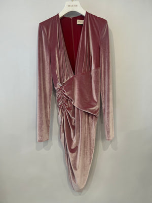 Alexandre Vauthier Pink Velour Asymmetric Mini Dress Size FR 42 (UK 14)
