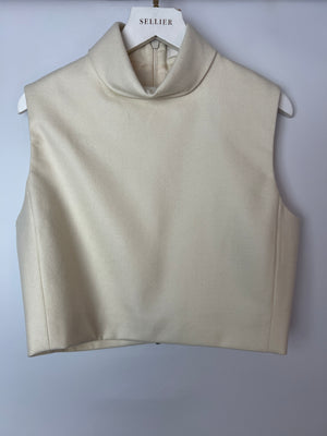Celine Cream Cropped Cashmere High-Neck Top Size FR 36 (UK 8)