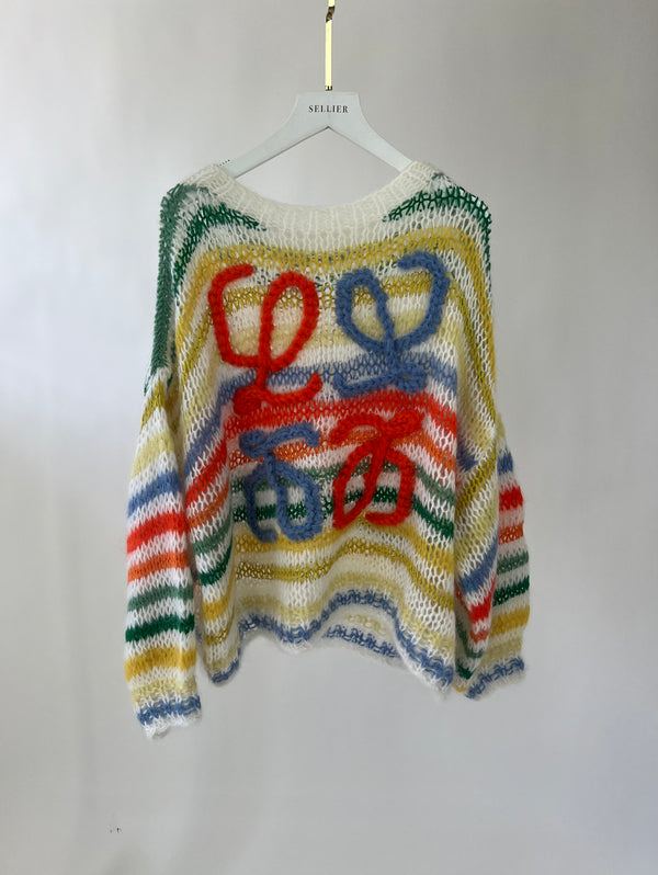 Loewe Multicolored Striped Knitted Jumper with Logo Detail Size M (UK 12)