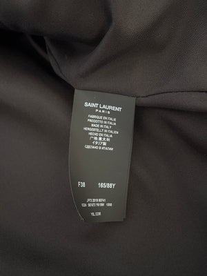 Saint Laurent Black Velvet Cropped Blazer Jacket With Silver Chain Detail Size FR 38 (UK 10)