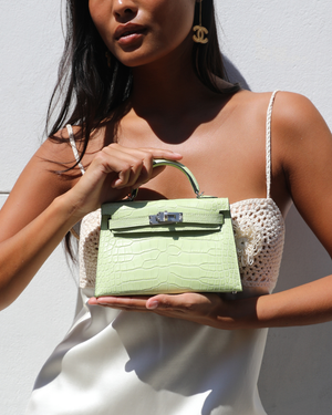 *SUPER RARE & HOT* Hermès Mini Kelly II 20 Bag in Jaune Bourgeon Alligator Mississippiensis Leather with Palladium Hardware
