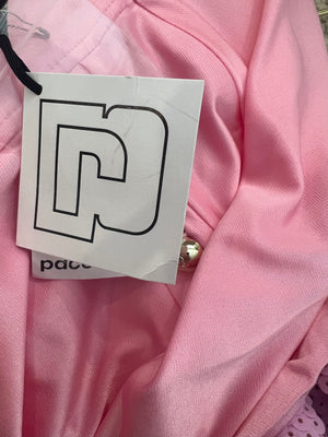Paco Rabanne Pink Mini Skirt with Sequined Pleated Hem and Gold Buttons Detail Size FR 36 (UK 8)