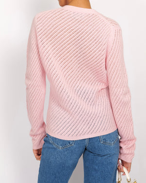 Prada Baby Pink Knitted Button Down Cardigan with Black Logo Buttons Size IT 40/42 (UK 8/10)
