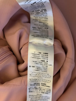 Alexander McQueen Pink Cape-Shoulder Satin Gown with Crystal Neckline & Belt Detail Size IT 42 (UK 10)