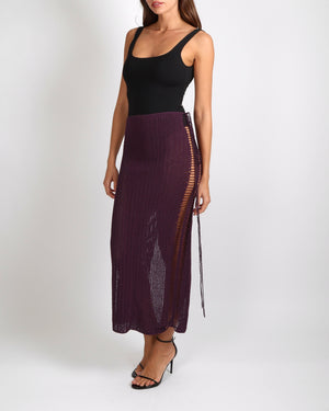 Magda Butrym Purple Crochet Maxi Skirt with Slit Size FR 34 (UK 6)