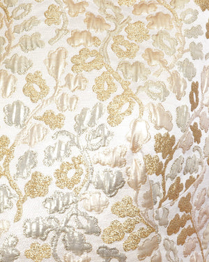 Dolce & Gabbana White Shimmery Sleeveless Mini Dress with Gold Metallic Floral Embroideries Size IT 44 (UK 12)