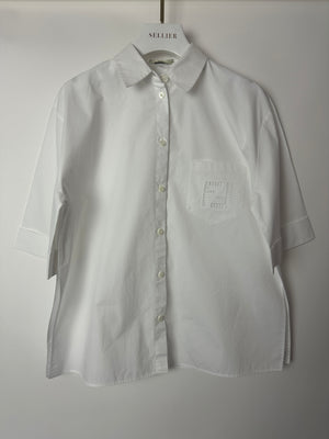 Fendi White Short-Sleeve Bowling Shirt with Logo Detail Size IT 40 (UK 8)