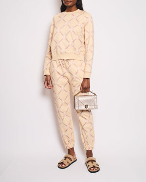 Hermès Beige and Pink 'Grand Tralala' Two-Piece Jumper and Jogger Set Size FR 40 (UK 12)