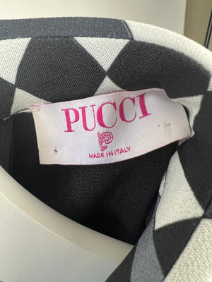Emilio Pucci Black and White Check Sleeve Midi Dress Size UK 6 RRP £1,045