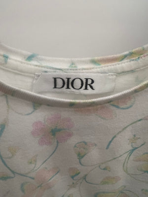 Christian Dior Kids White and Multicolour Floral Printed T-Shirt Size 10 years