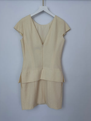 Chanel 10C Cream Short Sleeve Short Dress with Ruffle Detail Size FR 36 (UK 8)