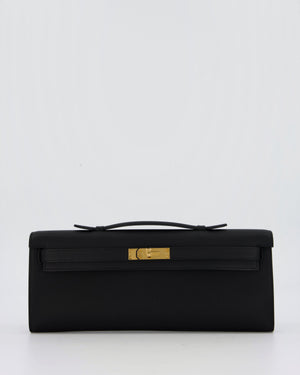 *HOT & RARE* Hermès Kelly Cut Bag in Black Swift Leather with Gold Hardware