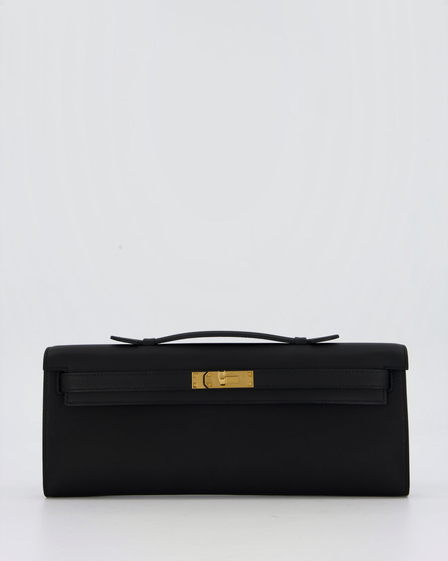 *HOT & RARE* Hermès Kelly Cut Bag in Black Swift Leather with Gold Hardware