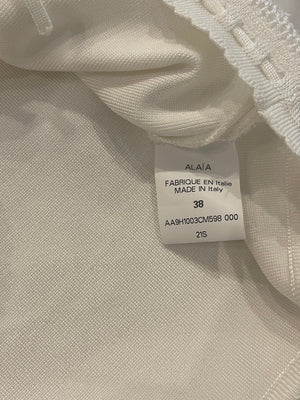 Alaïa White Short Sleeved Top with Knitted Detail Size FR 38 (UK 10)