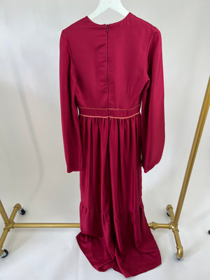 Roksanda Red Long Sleeve Tiered Maxi Dress with Panel Detail UK 6 (FR 34)